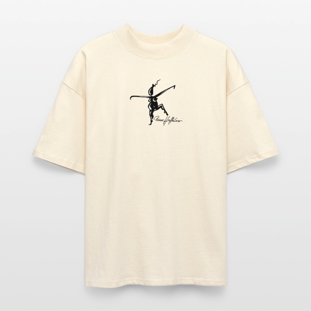 Oversized Unisex Bio T-Shirt mit TUSCHEWEIBCHEN PRINT - Weißgrau