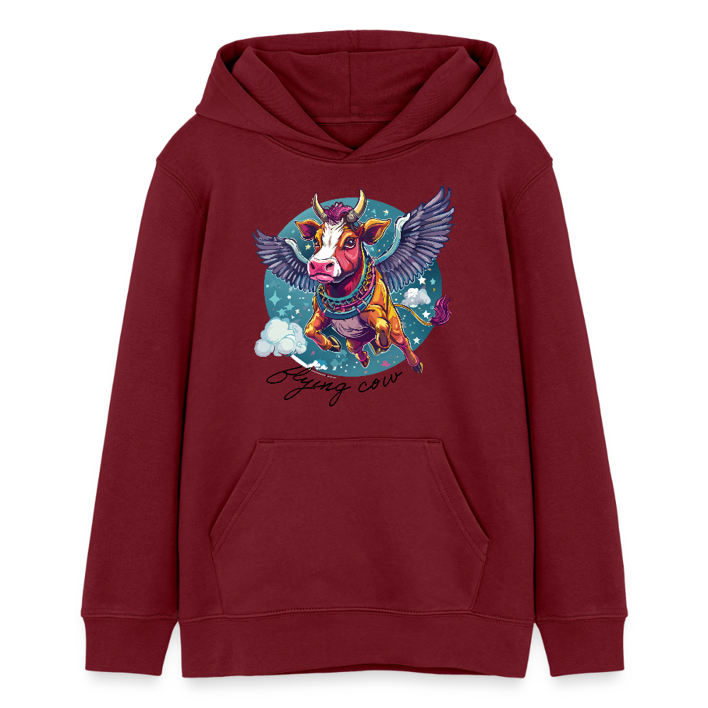 MNJS TEENS Bio-Hoodie mit FLYING COW PRINT - Burgunderrot