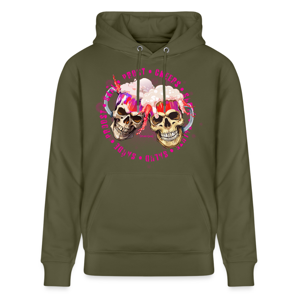 Unisex Bio-Hoodie mit OKTOBERFEST SKULL GIRL PRINT - Khaki Grün