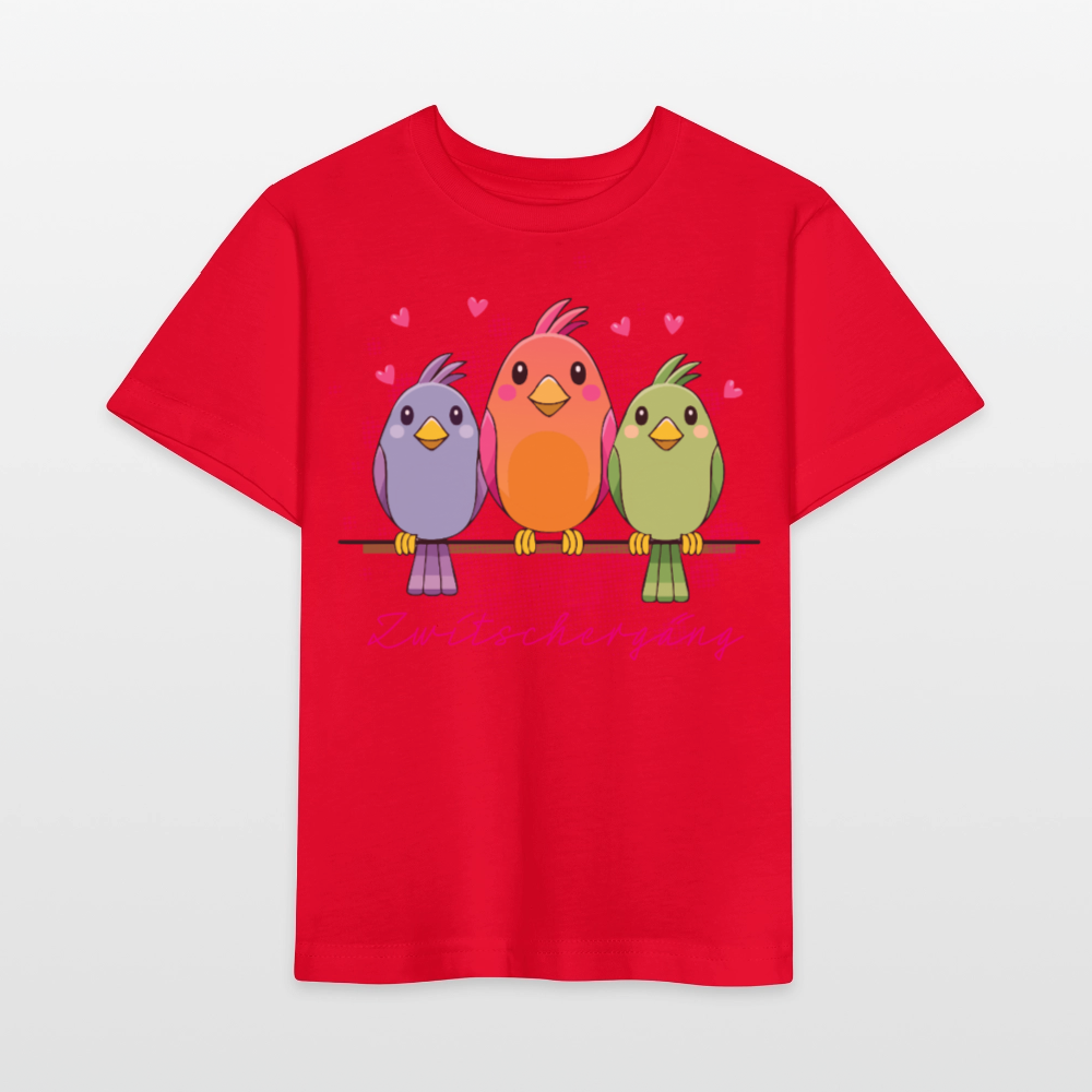 MNJS KIDS Bio T-Shirt mit ZWITSCHERGÄNG PRINT - Rot