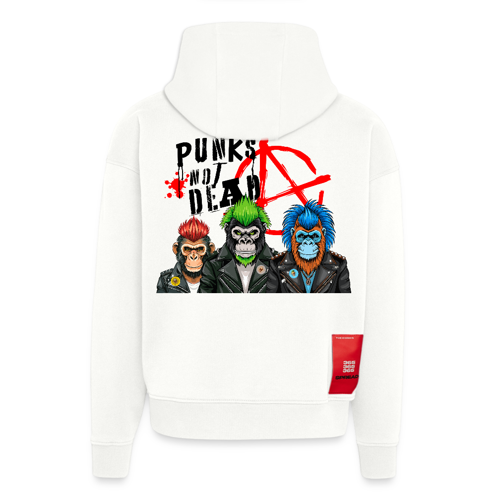 Heavyweight Oversized Organic Hoodie mit PUNKS NOT DEAD PRINT - OFF WHITE