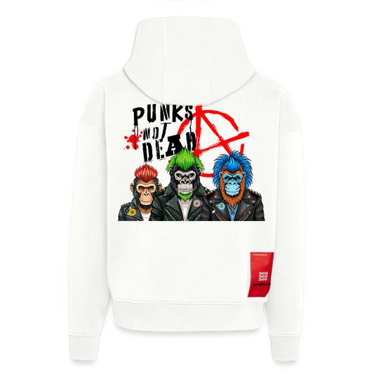 Heavyweight Oversized Organic Hoodie mit PUNKS NOT DEAD PRINT - OFF WHITE