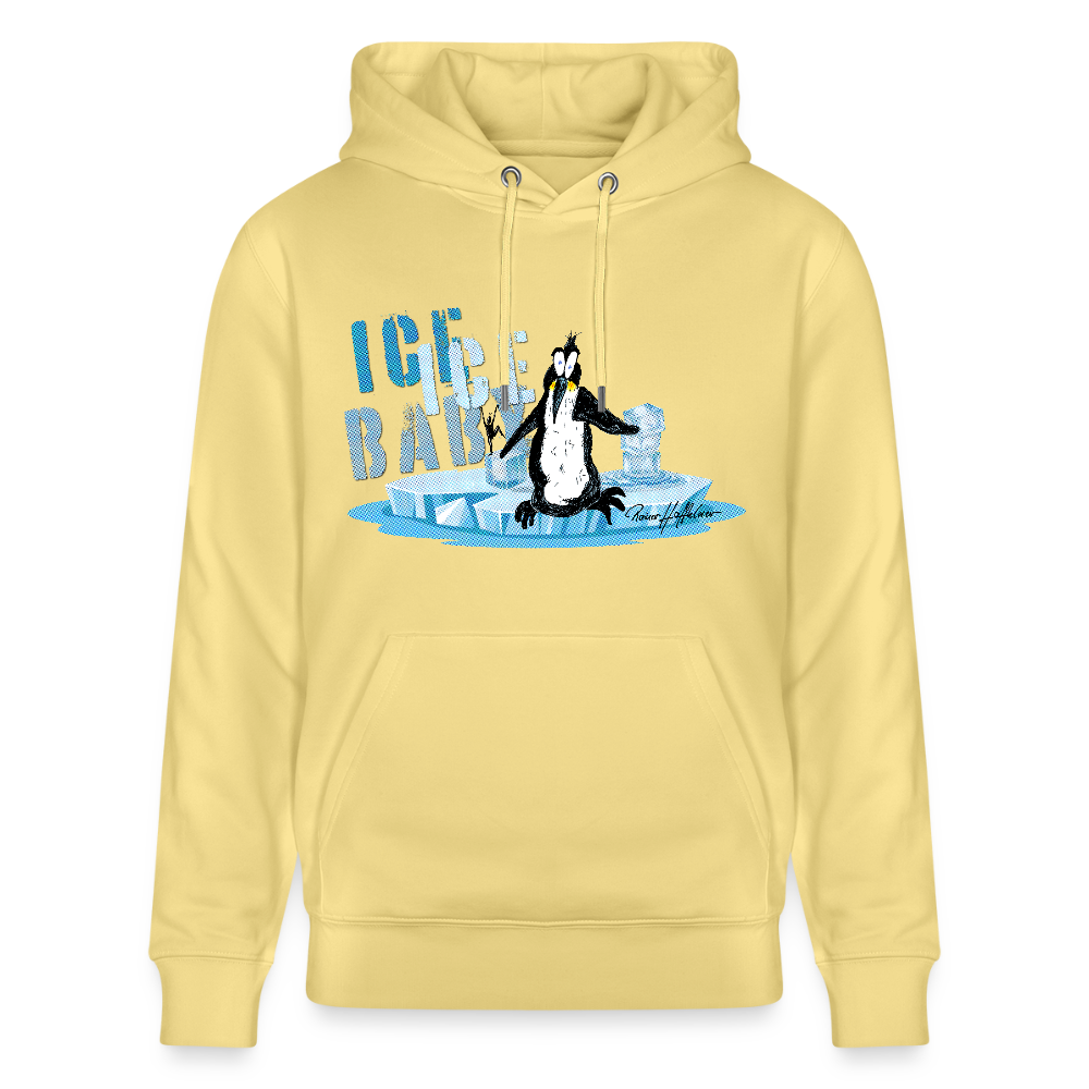 Unisex Bio-Hoodie mit ICE ICE BABY PINGUIN PRINT - Gelb Viva