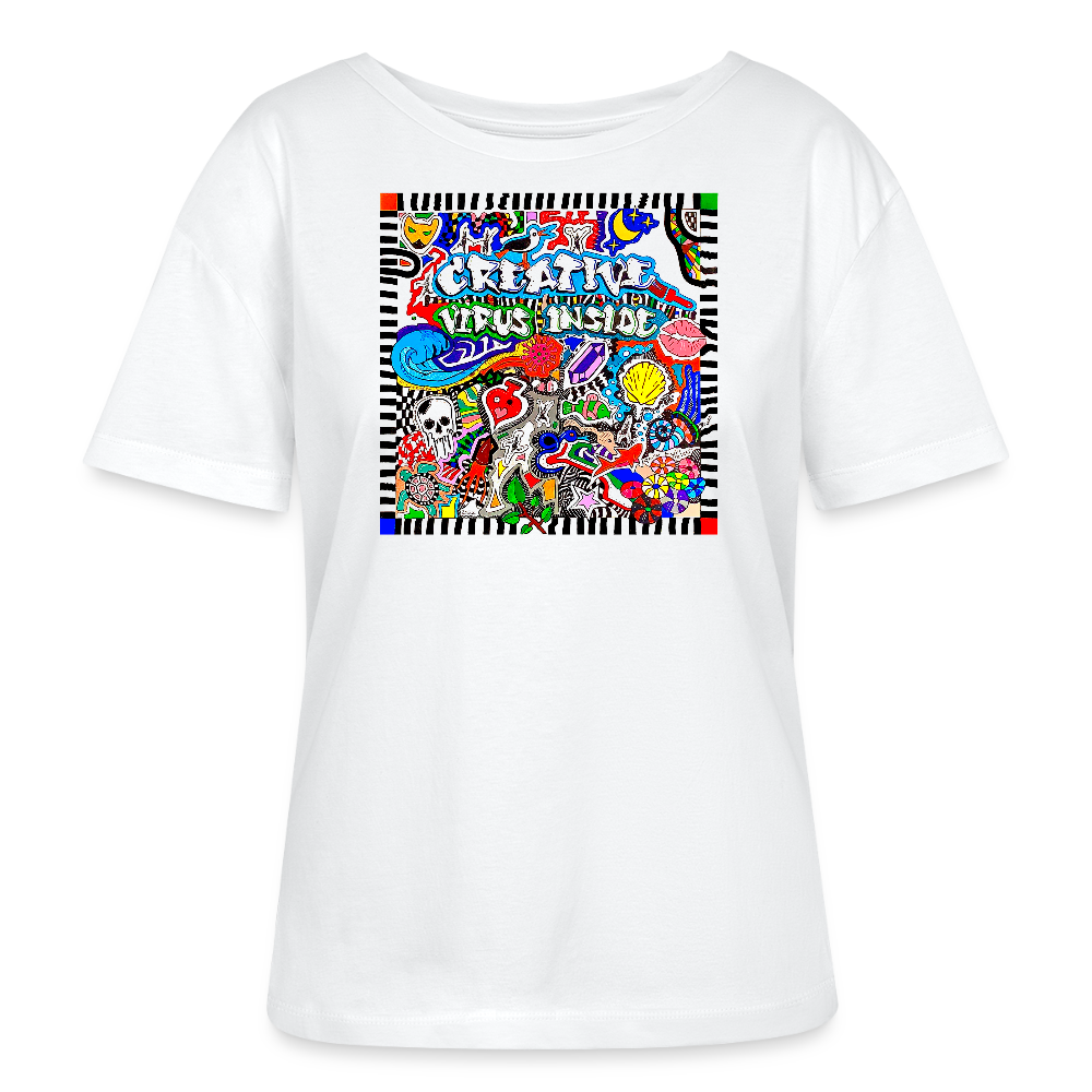 Relaxed Rundhals Frauen Bio-T-Shirt mit CREATIVE VIRUS INSIDE PRINT - Weiß