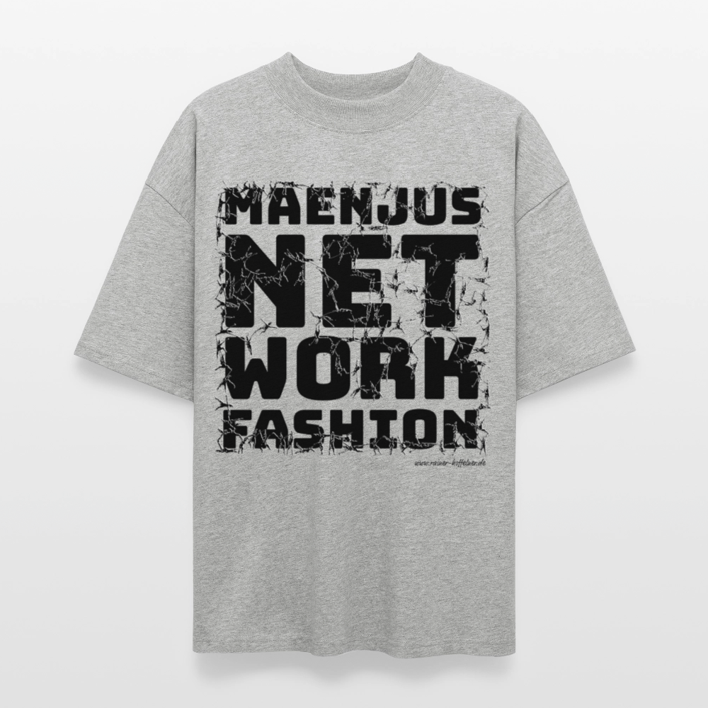 Oversized Unisex Bio T-Shirt mit MAENJUS NETWORK FASHION PRINT - Grau meliert