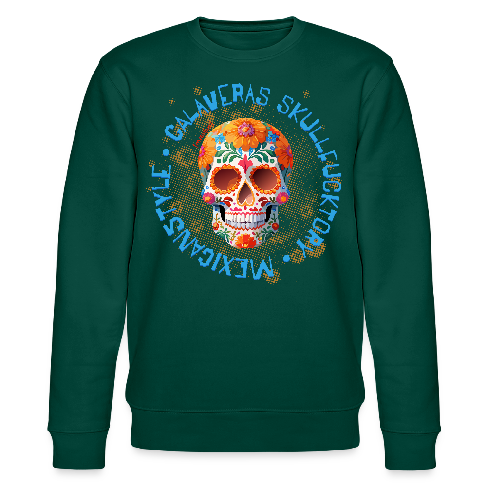 Unisex Bio-Sweatshirt mit CALAVERAS SKULL PRINT - Forest