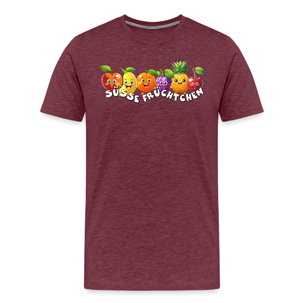 Männer Premium T-Shirt mit SÜSSE FRÜCHTCHEN PRINT - Bordeauxrot meliert