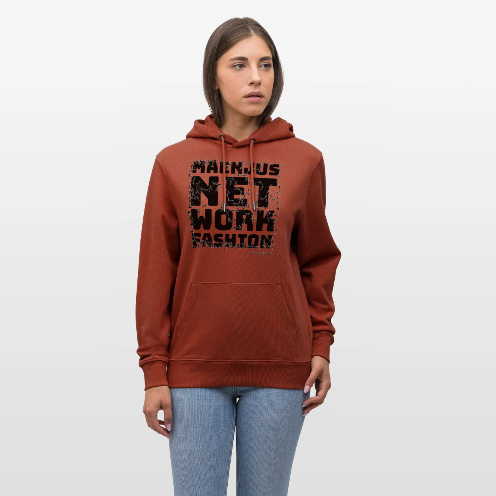 Unisex Bio-Hoodie mit MAENJUS NETWORK FASHION PRINT - Terrakotta