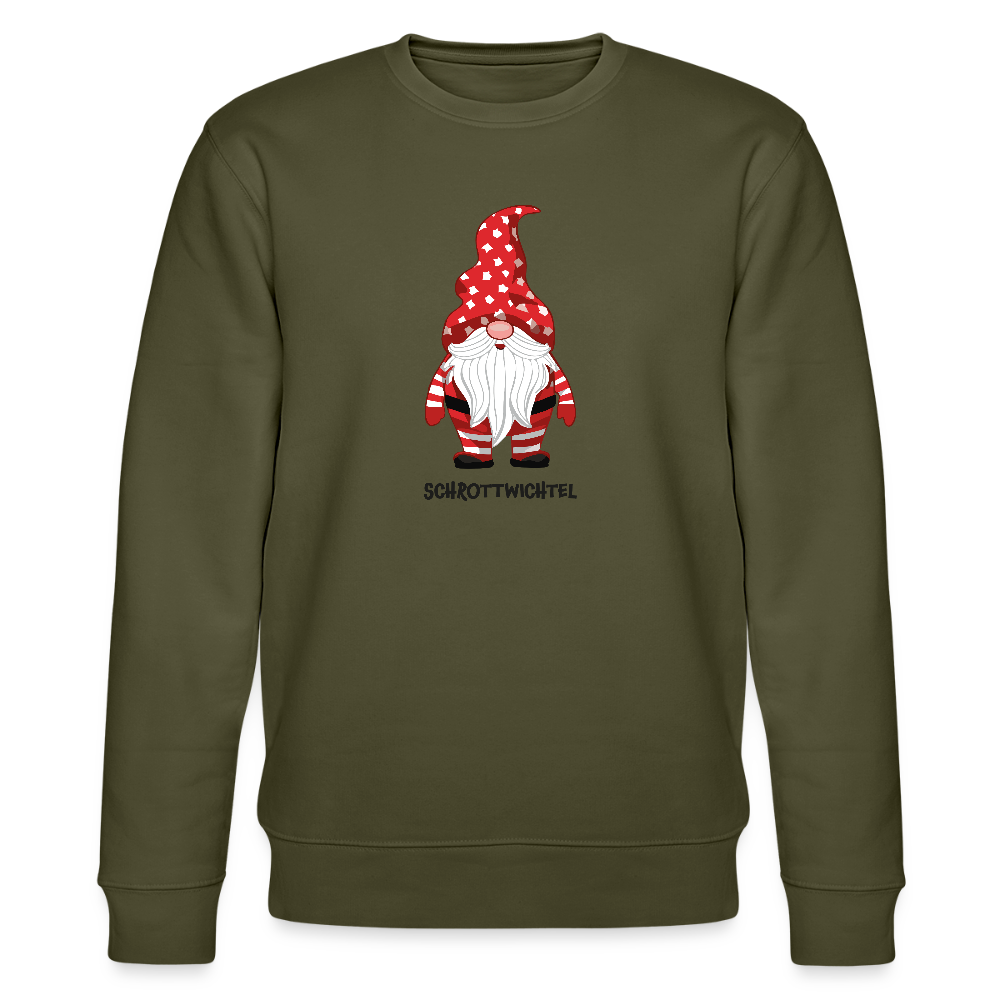 Unisex Bio-Sweatshirt mit SCHROTTWICHTEL PRINT - Khaki