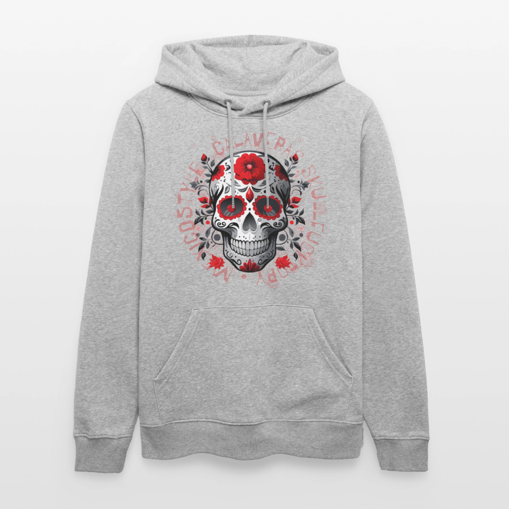Unisex Hoodie mit CALAVERAS SKULL PRINT - Grau meliert