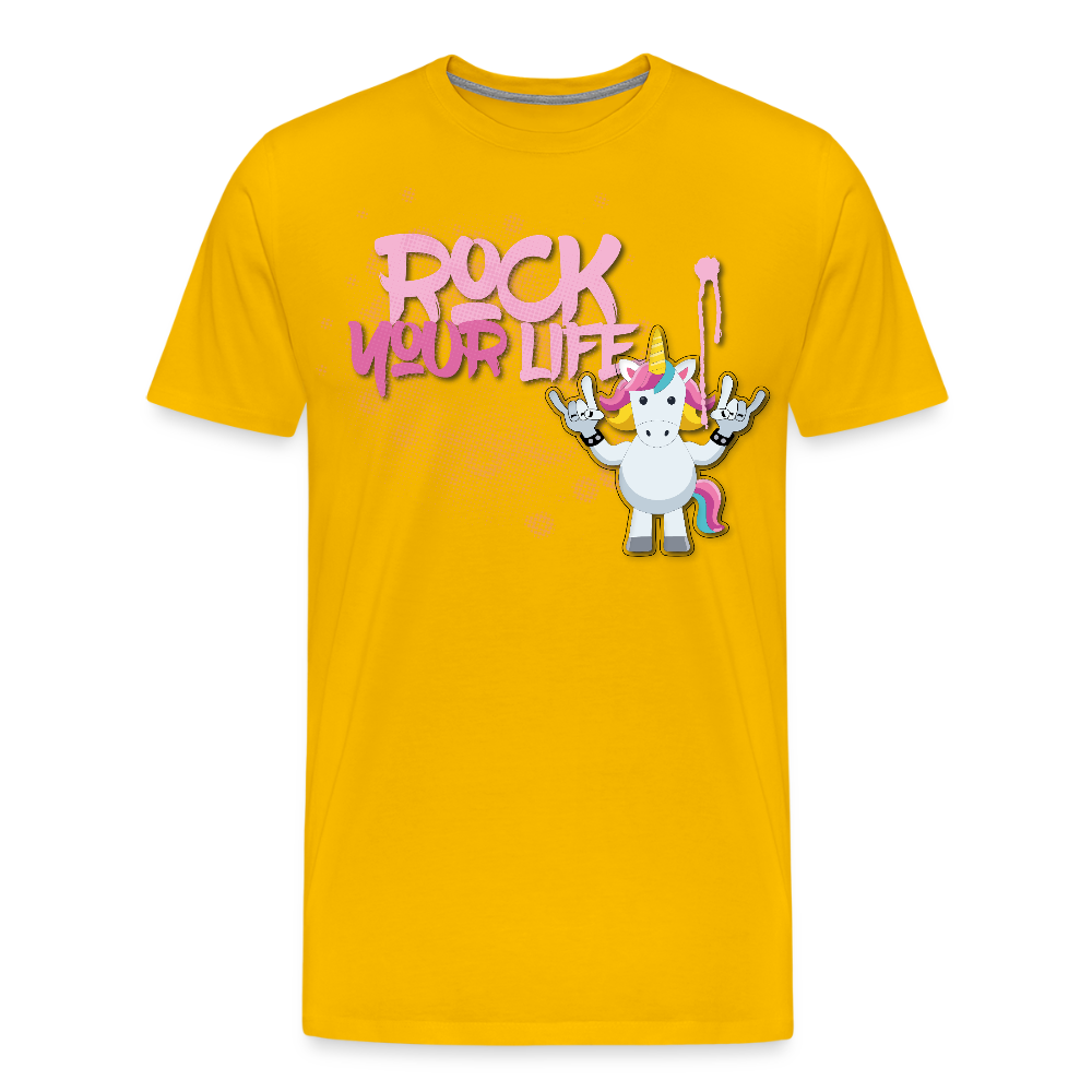 Männer Premium T-Shirt mit ROCK YOUR LIFE PRINT - Sonnengelb