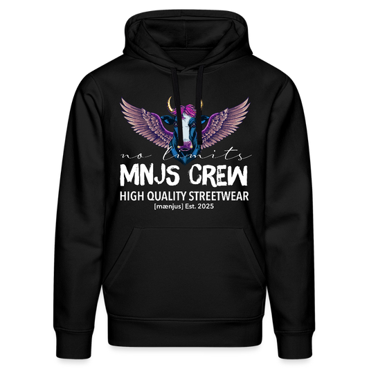 Unisex Bio-Hoodie mit MNJS CREW no limits PRINT - Schwarz