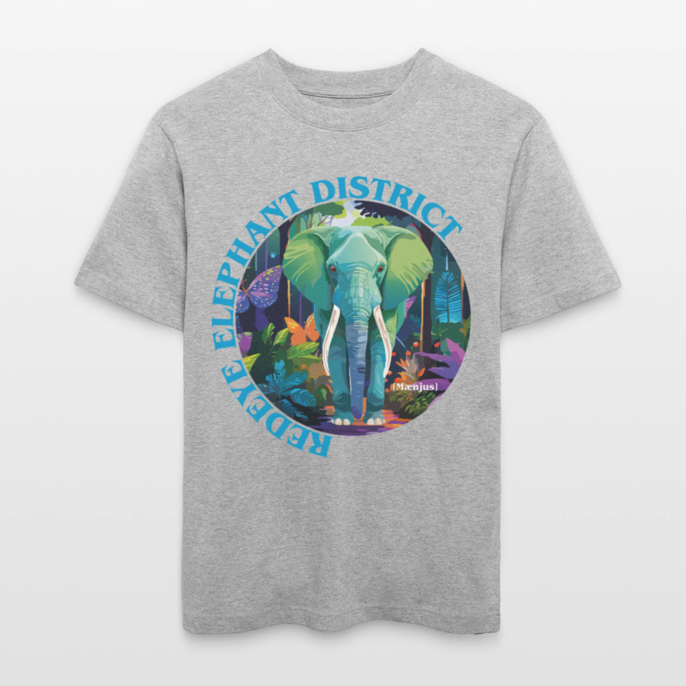 Relaxed Fit Unisex Bio-T-Shirt mit REDEYE ELEPHANT DISTRICT PRINT Vorderseite - Grau meliert