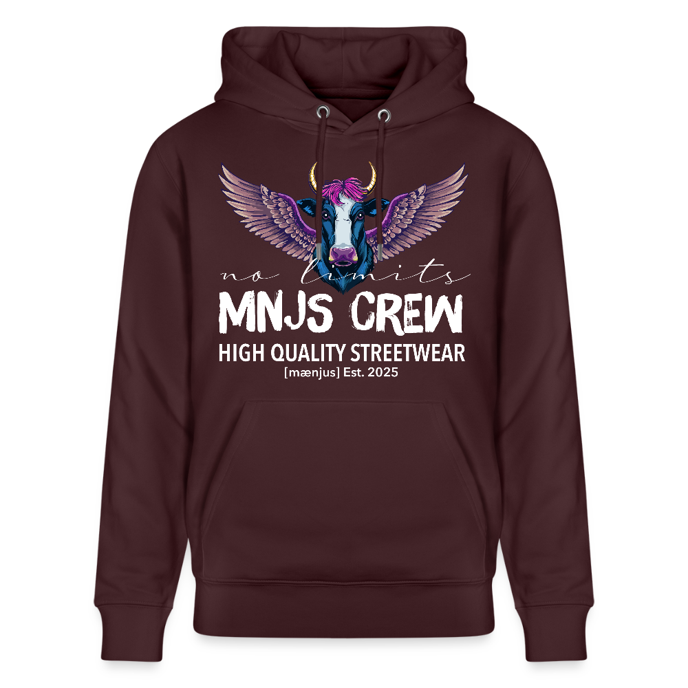 Unisex Bio-Hoodie mit MNJS CREW no limits PRINT - Maroon