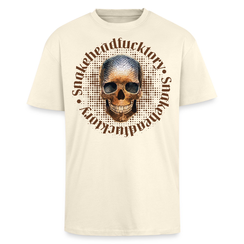 Heavy Oversize T-Shirt mit SNAKEHEAD SKULL PRINT - Creme