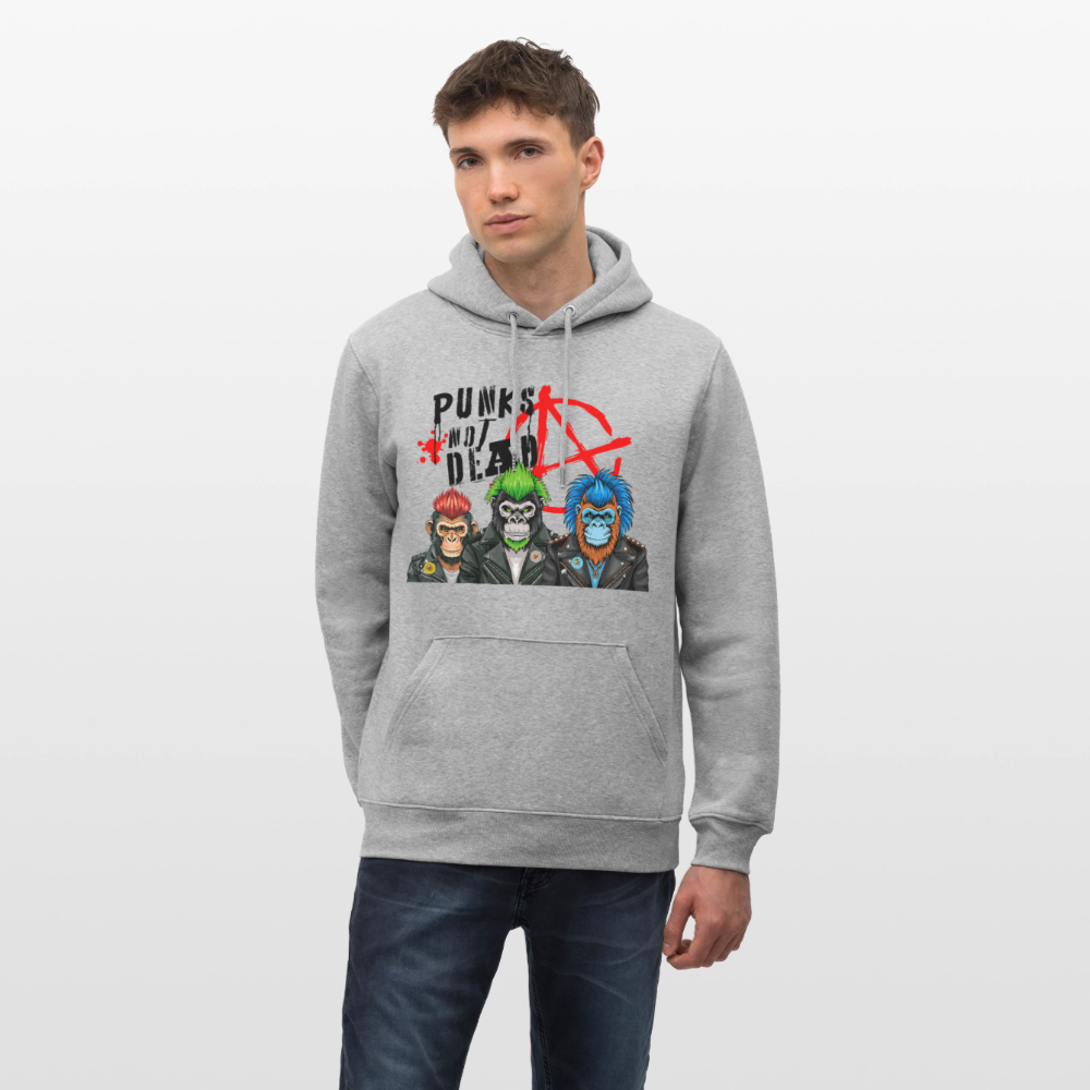 Unisex Hoodie mit PUNKS NOT DEAD PRINT - Grau meliert