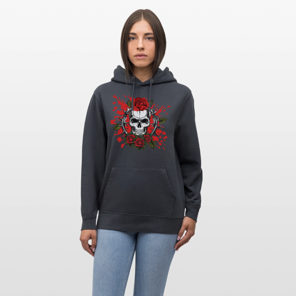 Unisex Hoodie mit ROSENSKULL PRINT - Indigoblau