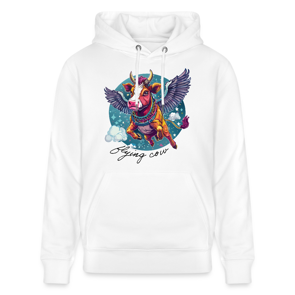 Unisex Hoodie mit FLYING COW PRINT - Weiß
