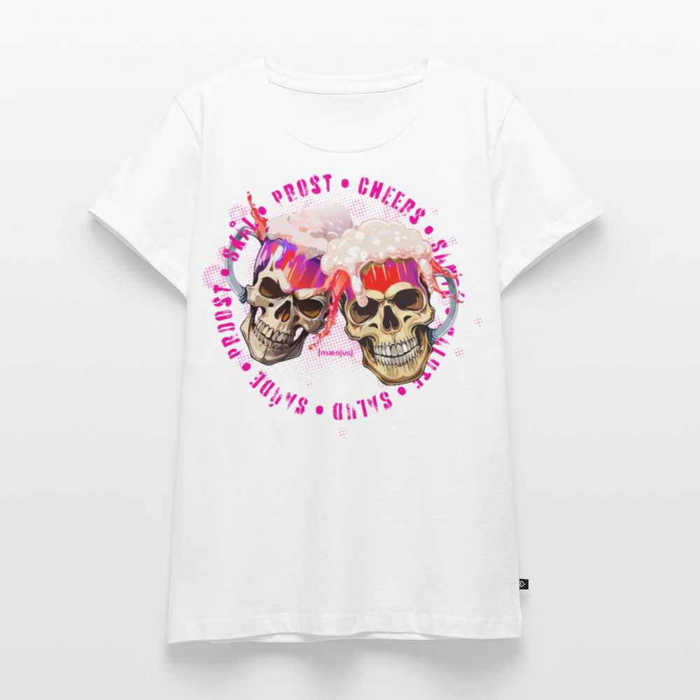 Frauen Premium T-Shirt mit OKTOBERFEST SKULL GIRL PRINT - Weiß