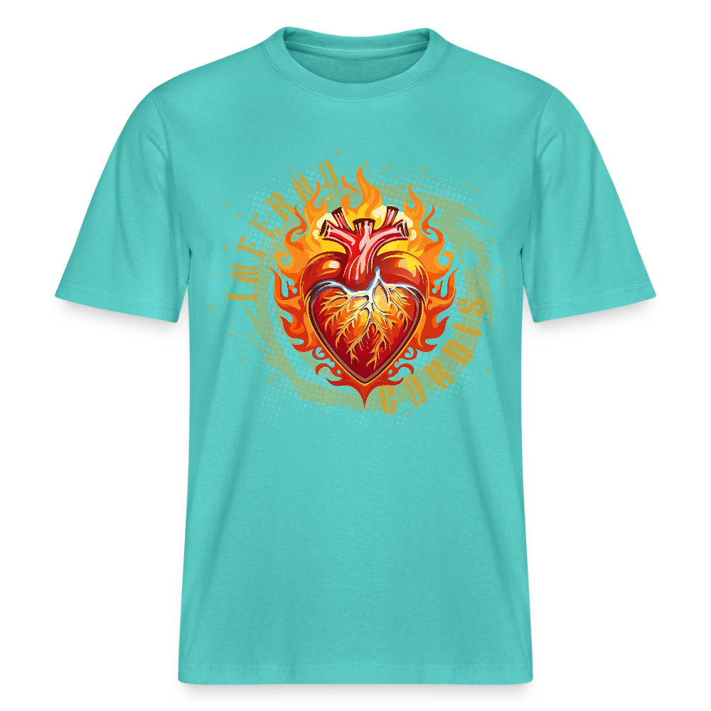 Unisex Bio-T-Shirt mit FEUERHERZ ORANGE PRINT - Poolblau