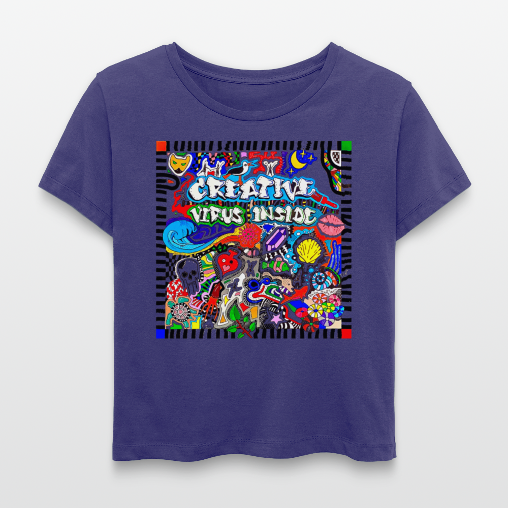 Relaxed Rundhals Frauen Bio-T-Shirt mit CREATIVE VIRUS INSIDE PRINT - Dämmerung