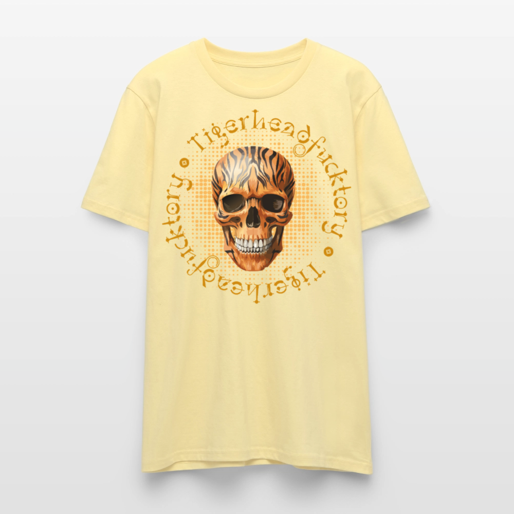 Unisex T-Shirt mit TIGERHEAD SKULL PRINT Vorderseite - Creme