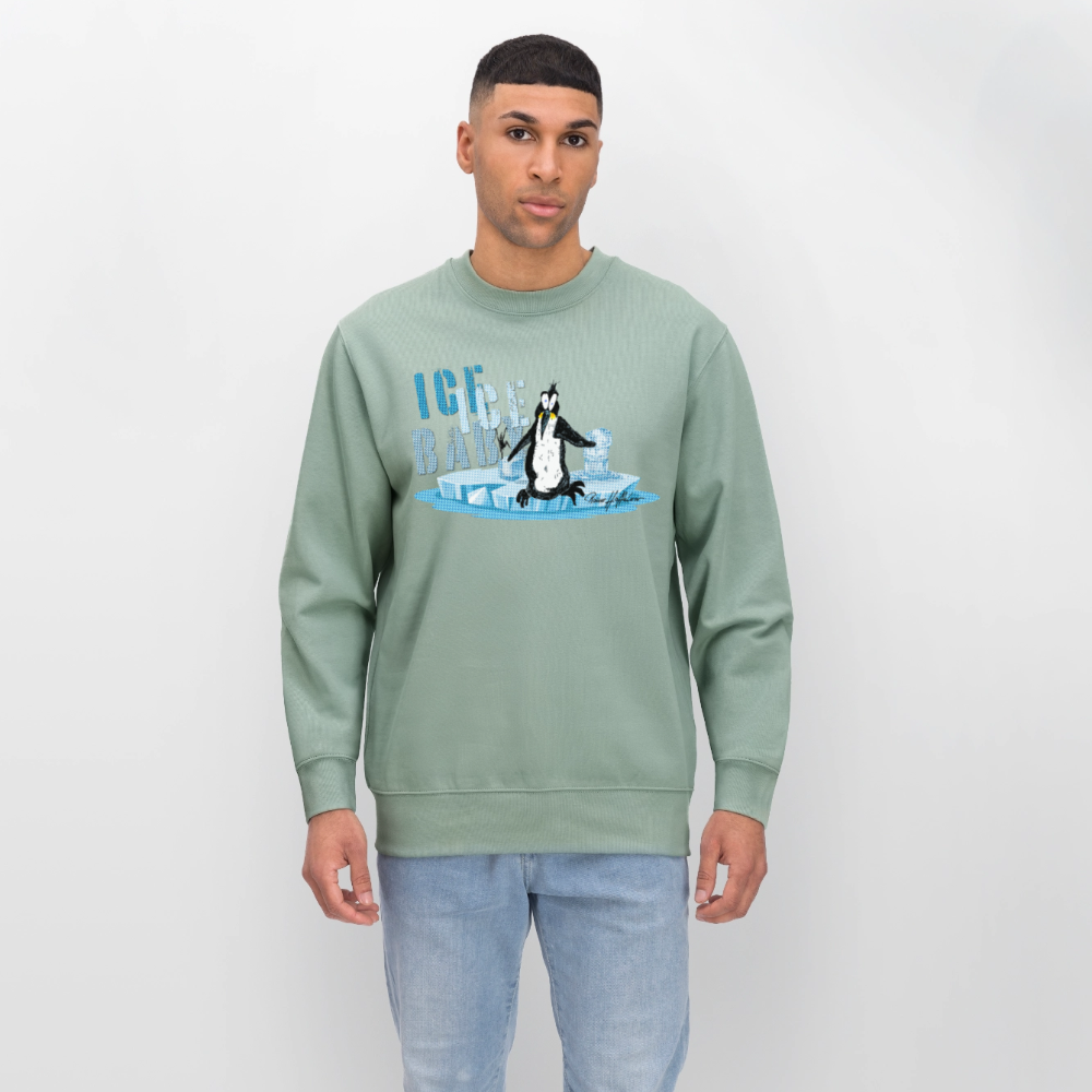 Unisex Bio-Sweatshirt mit ICE ICE BABY PRINT - Helles Graugrün