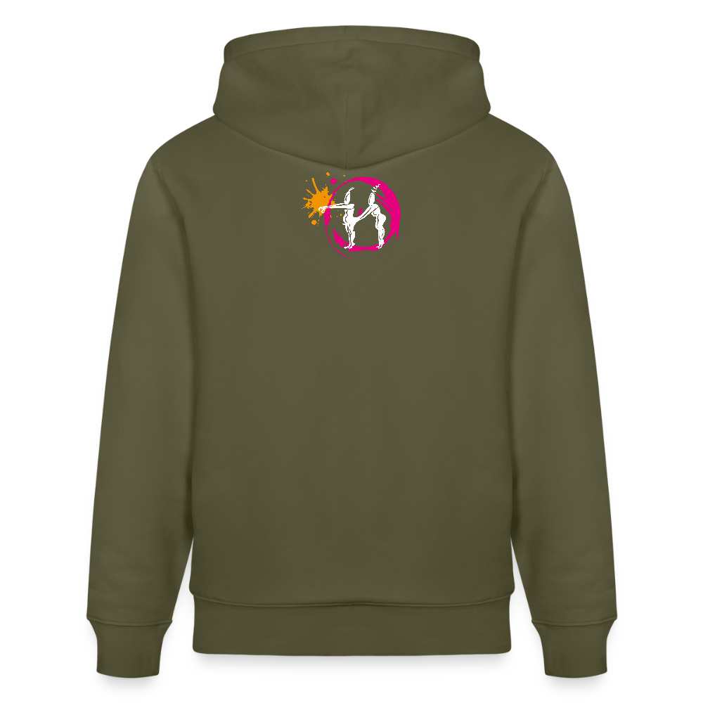 Unisex Hoodie mit ES ESKALIERT EH PRINT - Khaki Grün