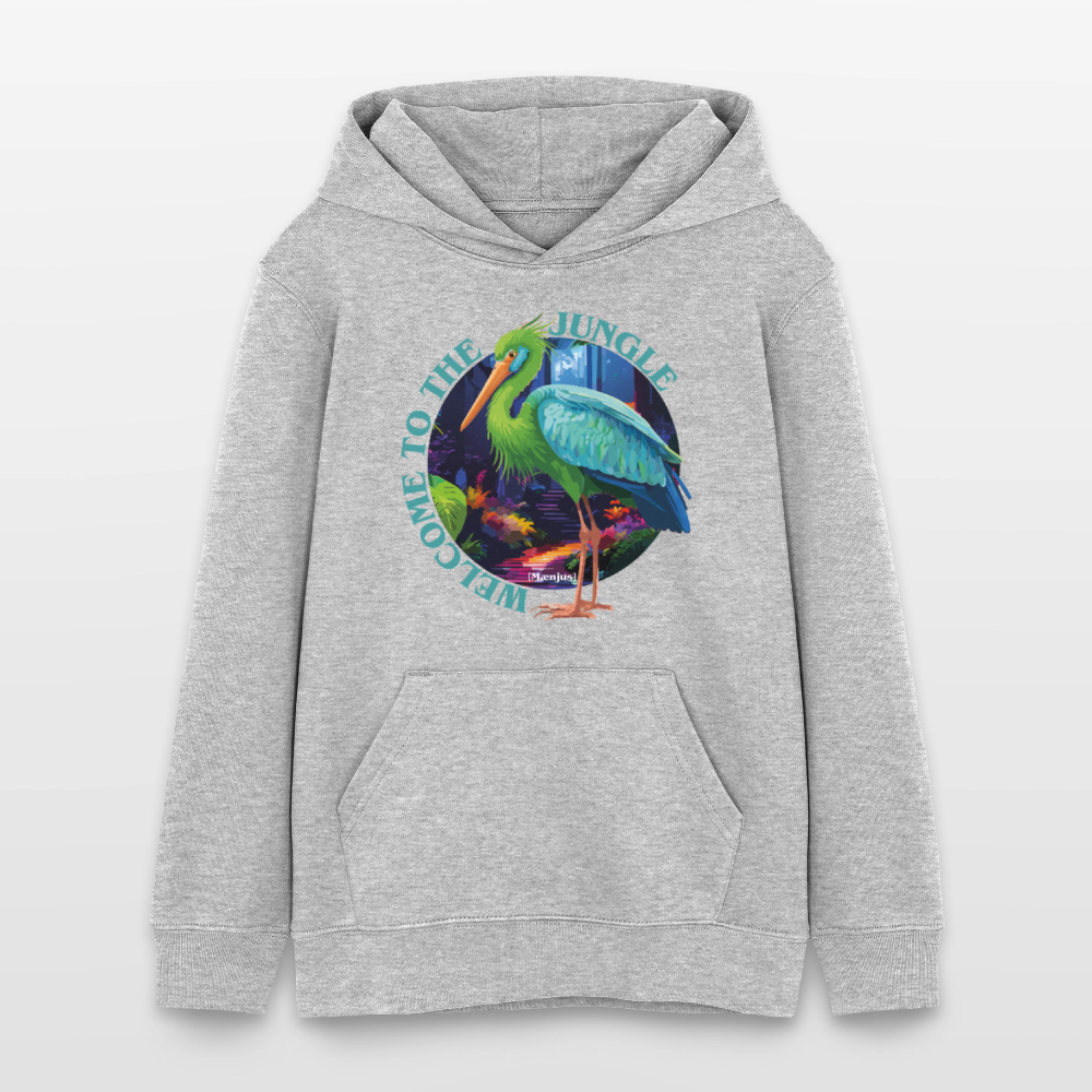 MNJS TEENS Bio-Hoodie mit WELCOME TO THE JUNGLE PRINT - Grau meliert