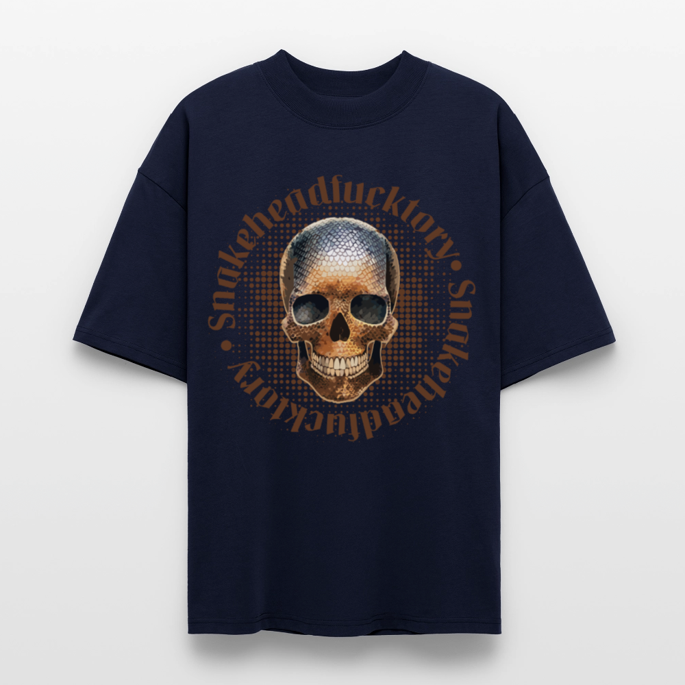 Oversized Unisex T-Shirt mit SNAKEHEAD SKULL PRINT - Navy