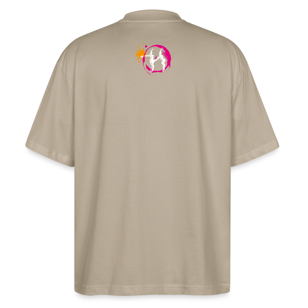 Oversized Unisex T-Shirt mit ES ESKALIERT EH PRINT - Steingrau