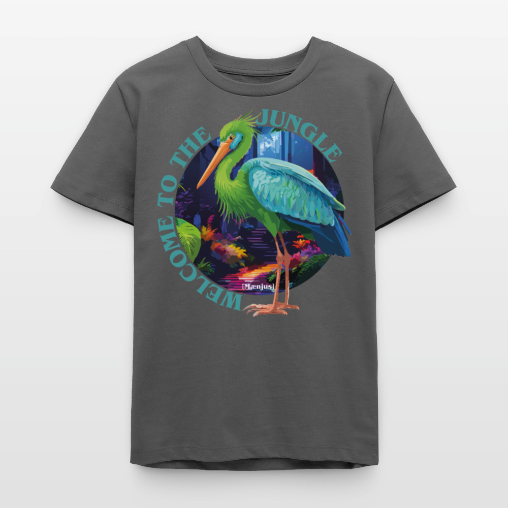 MNJS TEENS Bio T-Shirt mit WELCOME TO THE JUNGLE PRINT - Anthrazit