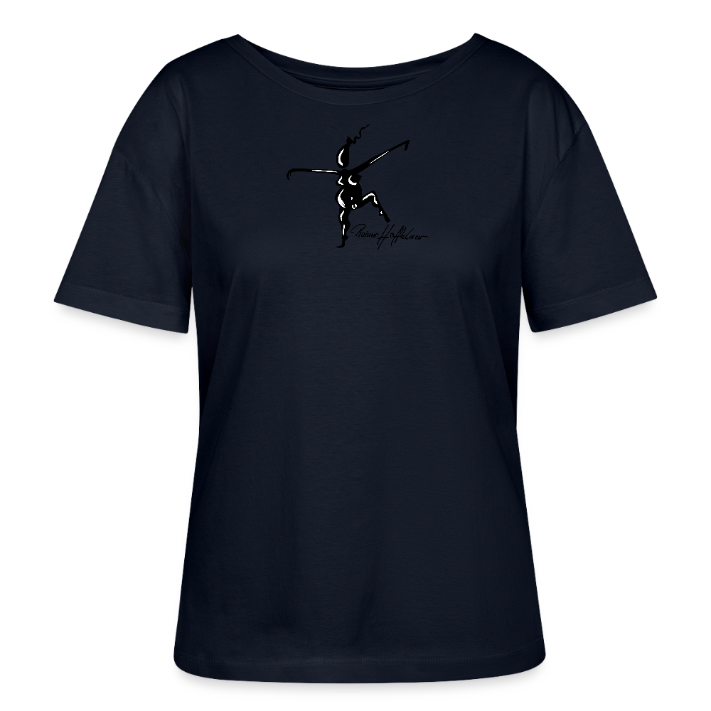 Relaxed Rundhals Frauen Bio-T-Shirt mit TUSCHEWEIBCHEN PRINT - Navy