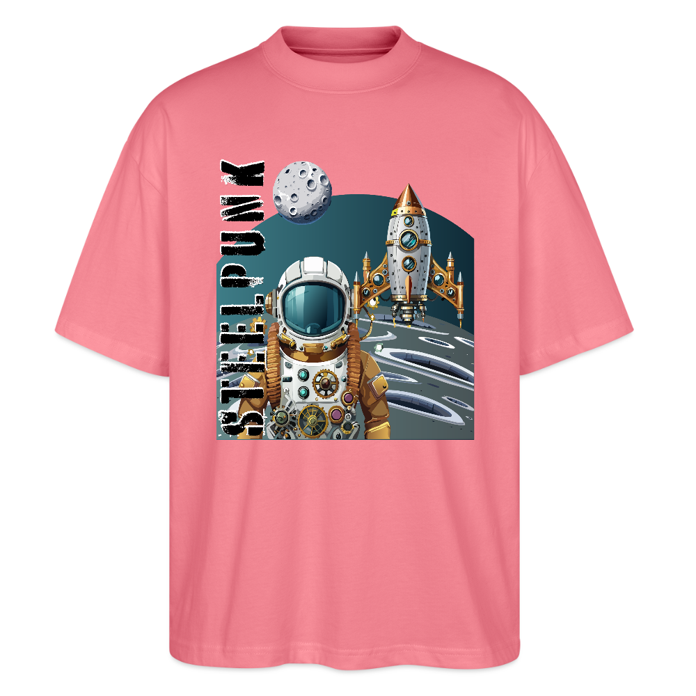 Oversized Unisex T-Shirt mit STEELPUNK PRINT - Pink