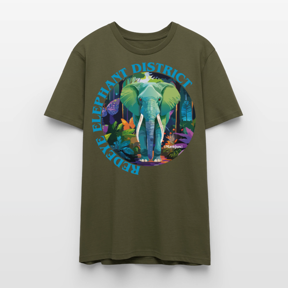 Unisex T-Shirt mit REDEYE ELEPHANT DISTRICT PRINT Vorderseite - Khaki