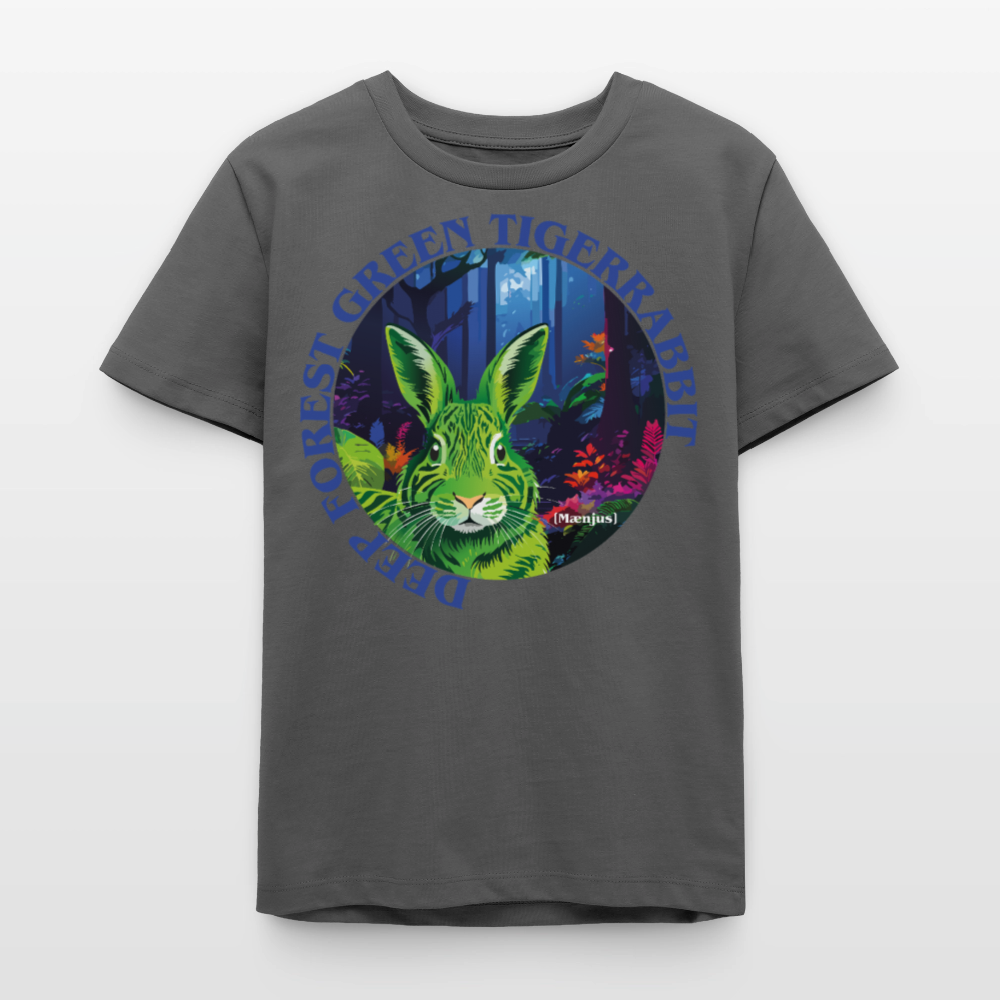 MNJS TEENS Bio T-Shirt mit DEEP FOREST GREEN TIGERRABBIT PRINT - Anthrazit