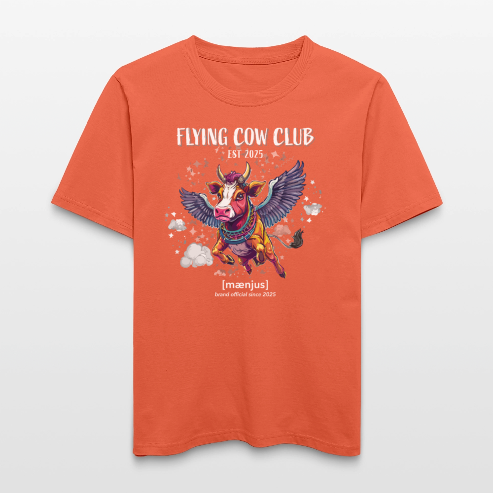 Unisex Bio-T-Shirt mit FLYING COW CLUB PRINT Vorderseite - Hellrot