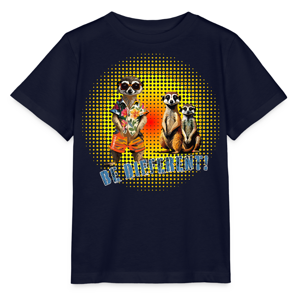 MNJS KIDS Bio T-Shirt mit BE DIFFERENT PRINT - Navy