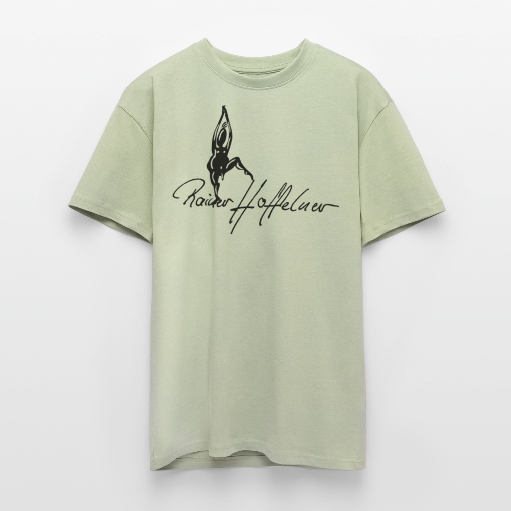 Heavy Oversize T-Shirt mit TUSCHEMÄNNCHEN PRINT - Leichtes Salbeigrün