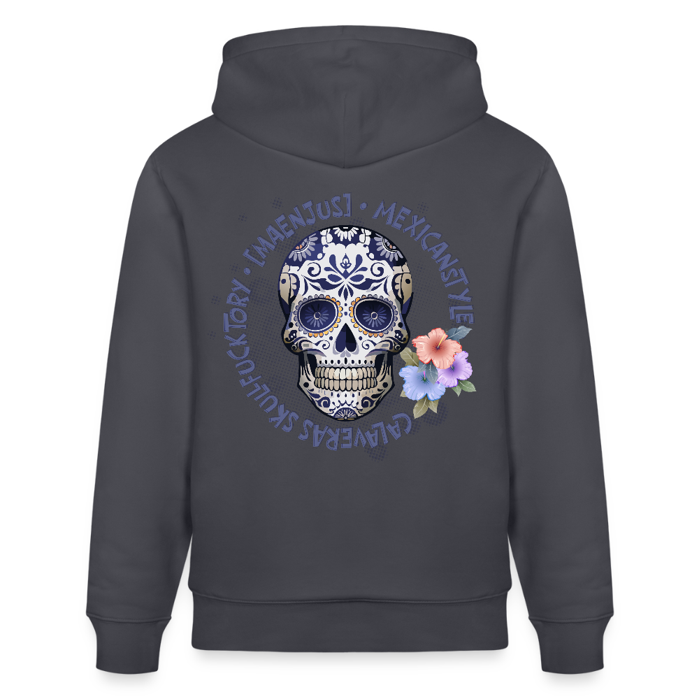 Unisex Hoodie mit MAENJUS MEXICANSTYLE PRINT Vorder- und Rückseite - Indigoblau