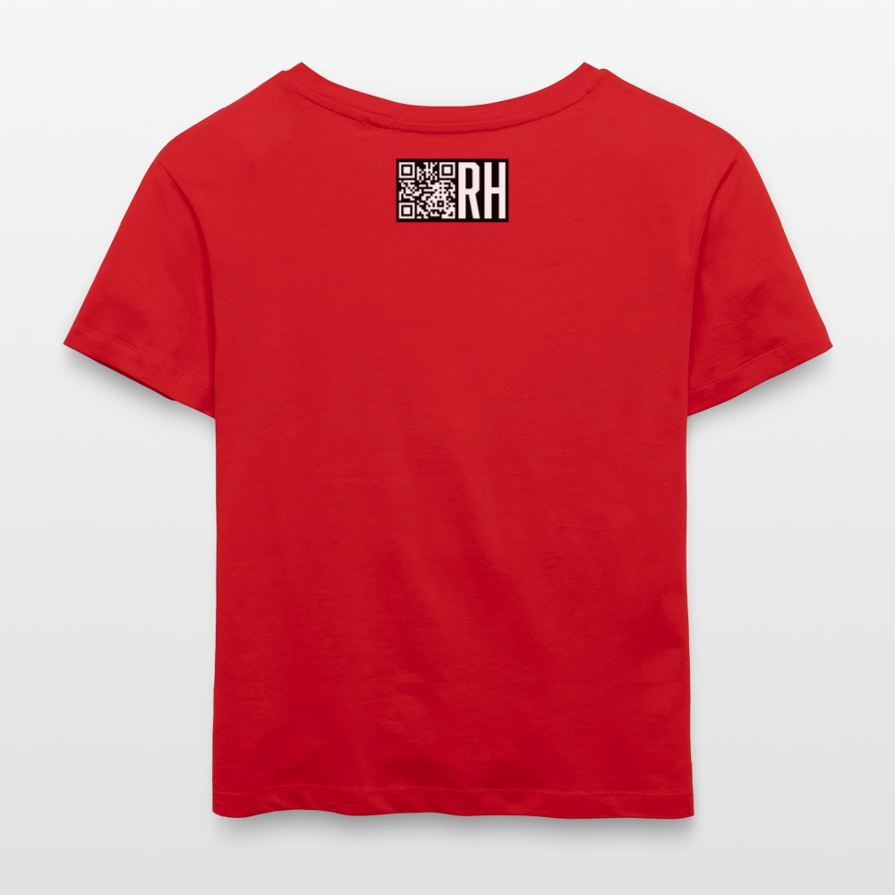 Relaxed Rundhals Frauen Bio-T-Shirt mit ICE ICE BABY PINGUIN PRINT - Rot