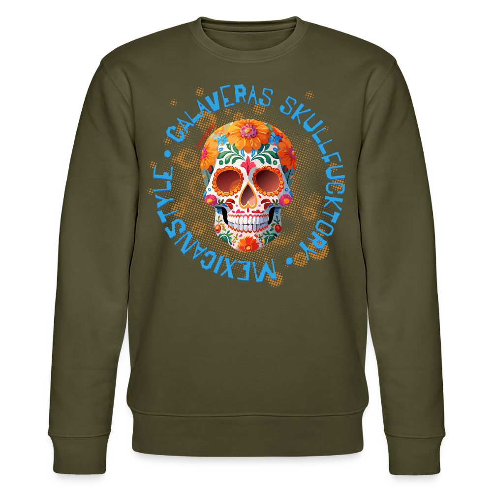 Unisex Bio-Sweatshirt mit CALAVERAS SKULL PRINT - Khaki