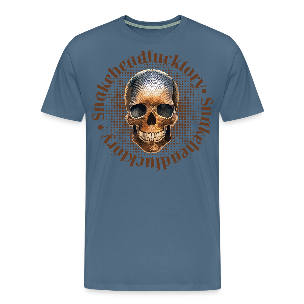 Männer Premium T-Shirt mit SNAKEHEAD SKULL PRINT - Blaugrau
