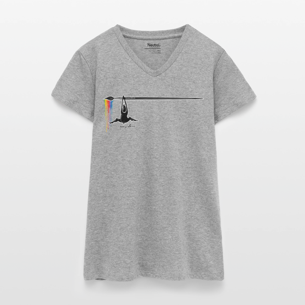 Bio Frauen T-Shirt mit V-Ausschnitt und MÄNNLE PRINT - Grau meliert