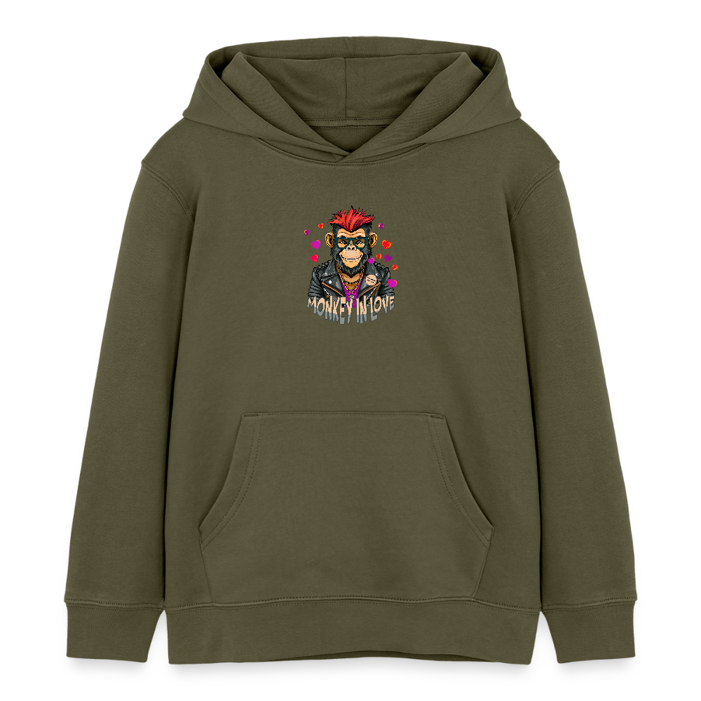 MNJS KIDS Bio-Hoodie mit MONKEY IN LOVE PRINT - Khaki