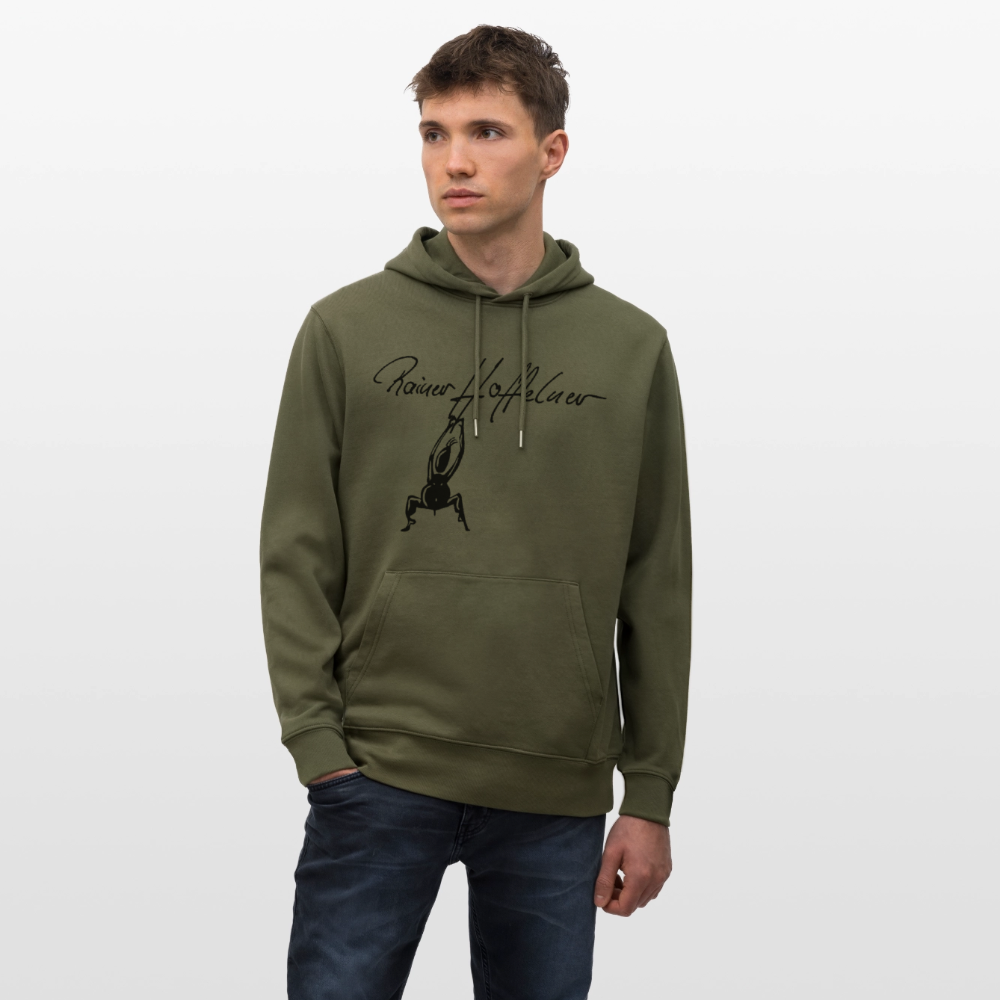 Unisex Bio-Hoodie mit TUSCHEMÄNNCHEN PRINT - Khaki Grün