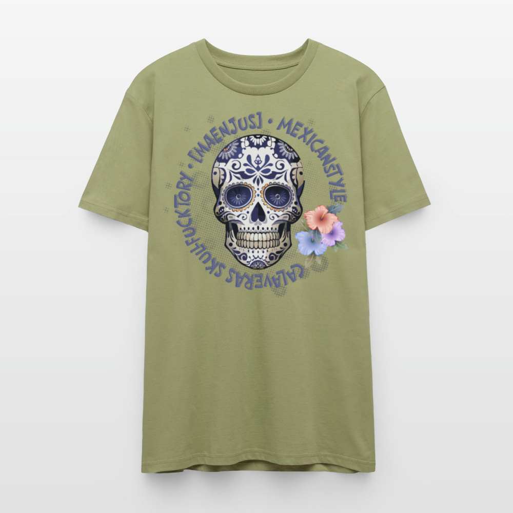 Unisex T-Shirt mit MAENJUS MEXICANSTYLE PRINT Vorderseite - Nebelgrün