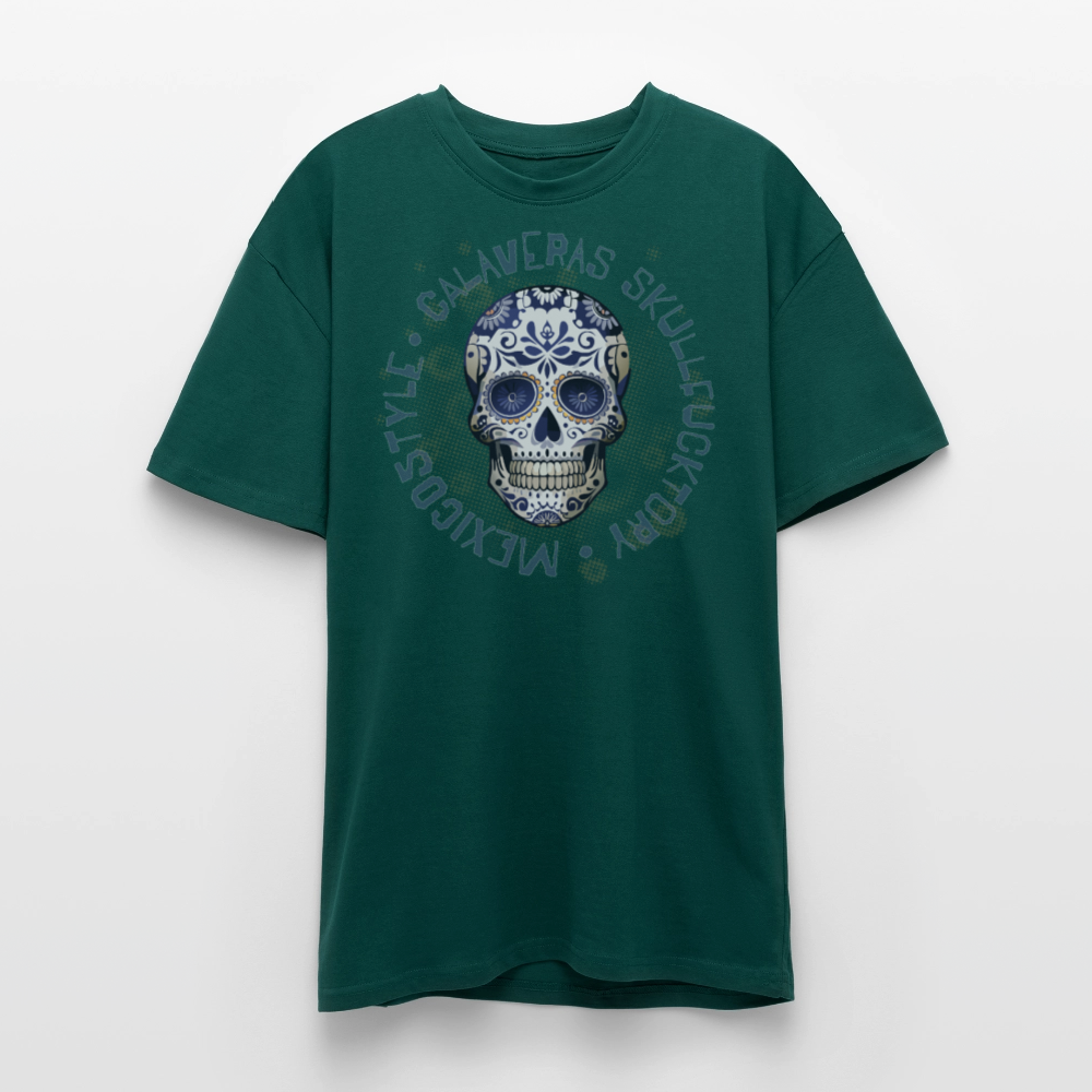 Heavy Oversize T-Shirt mit CALAVERAS SKULL PRINT - hunter Green