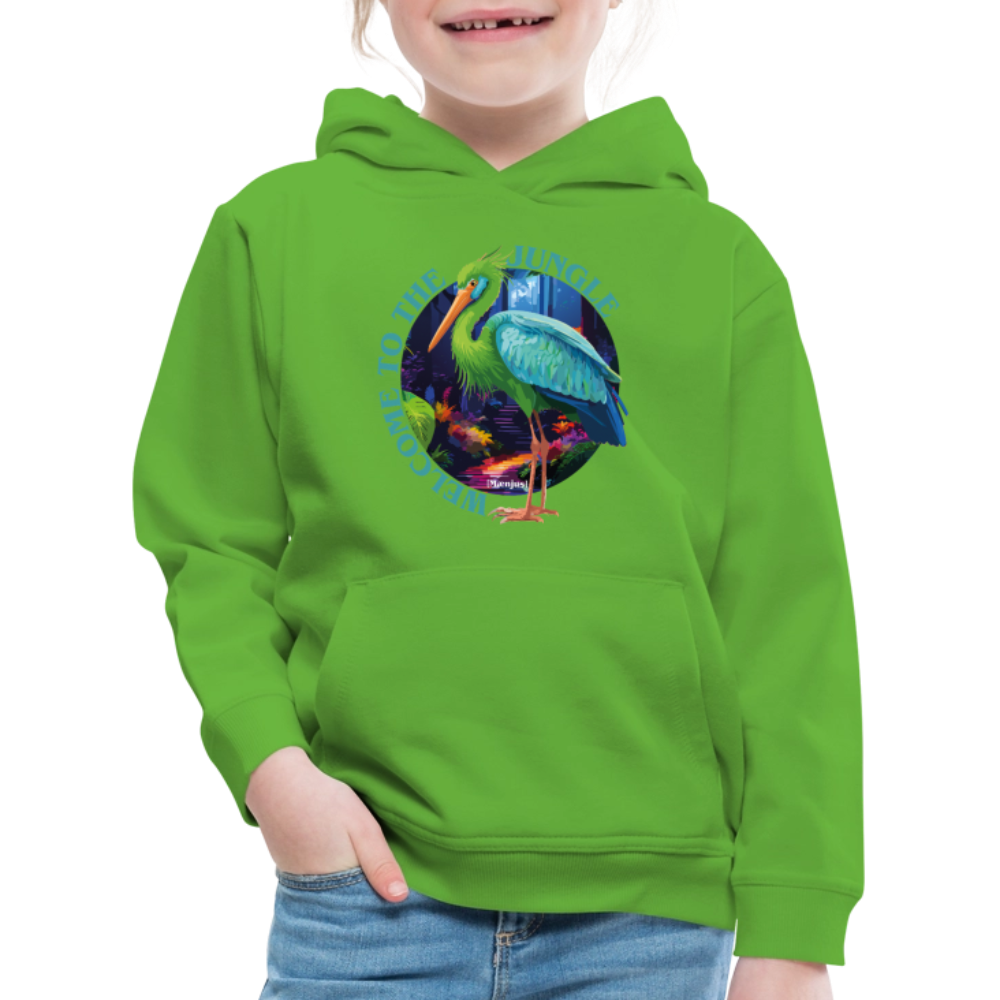 MNJS KIDS Premium Hoodie mit WELCOME TO THE JUNGLE PRINT - Hellgrün
