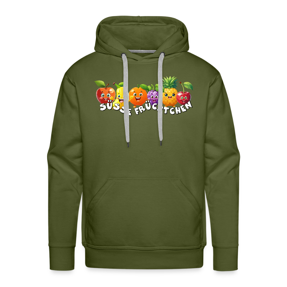Männer Premium Hoodie mit SÜSSE FRÜCHTCHEN PRINT - Olivgrün